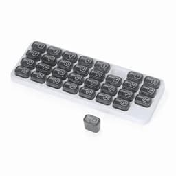 A grey key set featuring numbered keys for days, set against a white background. Includes a key for day 1.