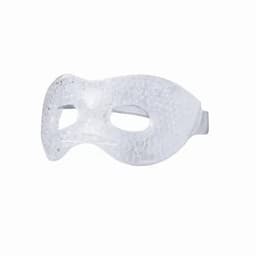 A transparent eye mask with a textured surface, featuring two cut-out eye openings and a head strap.
