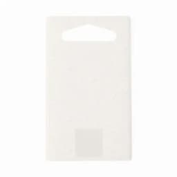 A white cardholder with a notch at the top and a transparent section at the bottom. It features a logo.