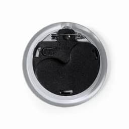 A drink bottle lid with a sleek silver rim and a black inner section featuring a curved opening mechanism.