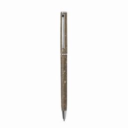A pen with a textured brown barrel featuring a metallic accent and a clip. It has a sleek, modern design.