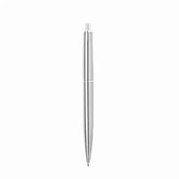 A silver ballpoint pen with a sleek design and a polished finish, featuring a clip at the top.