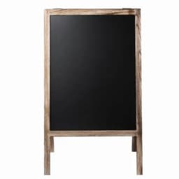 A wooden-framed blackboard with a natural wood finish, designed for writing or displaying messages.