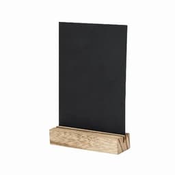 A black chalkboard with a wooden base, suitable for displaying messages or signage.