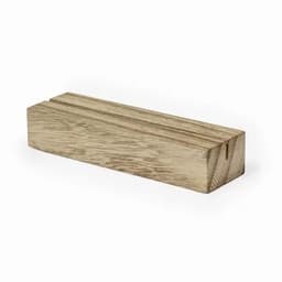 A wooden block with a light brown finish, featuring a simple rectangular shape and natural grain texture.