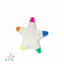 A star-shaped toy with a white body and coloured tips in pink, orange, blue, and green. It includes a small version of the same design.