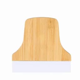 A bamboo kitchen scraper with a wooden handle and a white silicone blade. It has a simple and functional design.