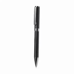 A black pen with silver accents and a clip. The design is sleek and modern.
