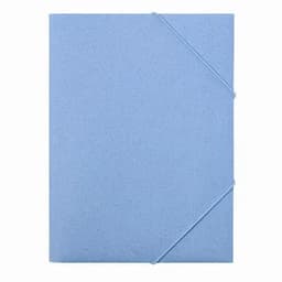 A blue notebook with a textured cover and an elastic band closure, featuring a simple and clean design.