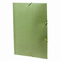 A green file folder with elastic fasteners, featuring a simple design and made from environmentally friendly materials.