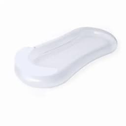 A sleek, oval-shaped product in transparent white, featuring a textured surface and a curved edge.