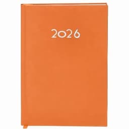 An orange planner with a simple design featuring the year 2026 on the front.