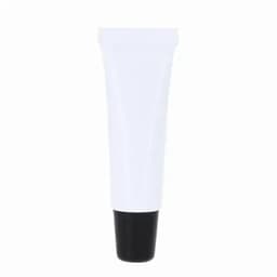 A cosmetic tube with a white body and black cap. It features a simple, clean design.