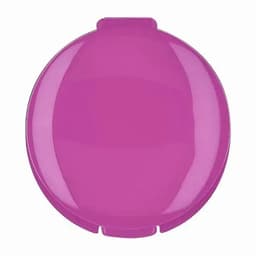 A drink bottle lid in a vibrant shade of pink, featuring a smooth, glossy surface and a circular design.