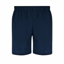 Navy blue shorts with an elastic waistband, featuring a simple, minimalist design without any visible logos.