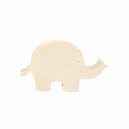 A decorative elephant-shaped item in a soft cream colour, featuring an understated design and a simplistic silhouette.