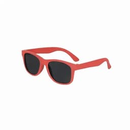 A pair of red sunglasses with black lenses and a stylish frame.