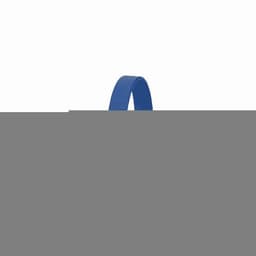 A blue drink bottle with a curved design, featuring a logo, set against a plain background.