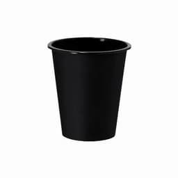 A drink bottle in a sleek black design with a rounded shape. It features a logo on the surface.
