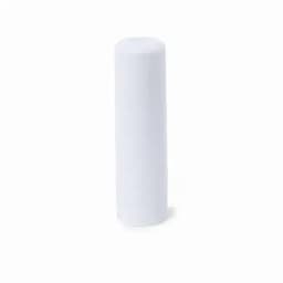 A drink bottle in white, featuring a sleek cylindrical design and a branded logo.