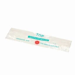 A single-use mouth-to-mouth resuscitation face shield packaged in a clear plastic wrapper with a red valve.