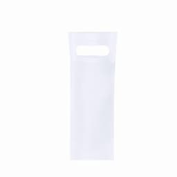 A transparent white drink bottle holder with a handle at the top. It features a simple design and stitching.