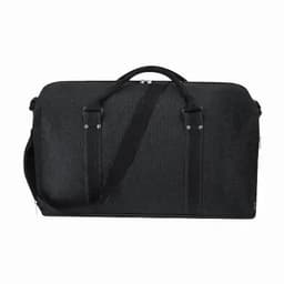 A black bag with dual handles and a shoulder strap, featuring a textured surface and a zip closure.