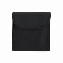 A black wallet made of fabric with a fold-over flap and simple design. The wallet has no visible logos or branding.