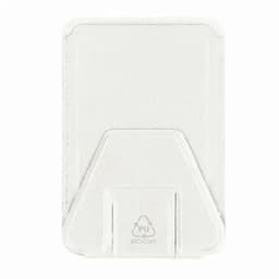 A white card holder made from recycled materials featuring a minimalistic design with a slot for cards.
