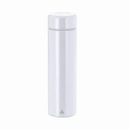 A drink bottle in a sleek white design, featuring a simple, modern shape and a matching lid.