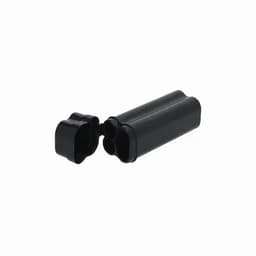 A drink bottle in black, featuring a unique design with an open cap and two compartments.
