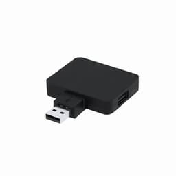 A black USB adapter with one USB port and a connected USB plug. The adapter has a smooth, rectangular design.