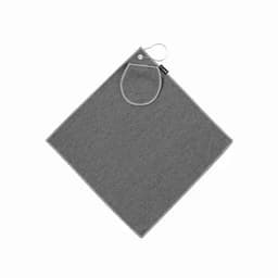 A grey felt cloth with a pocket at one corner and a loop for hanging.
