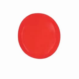 A red circular plate with a glossy finish. It features a simple, solid colour design.