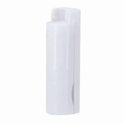 A drink bottle in a sleek, white design with a simple branding label and a narrow spout.