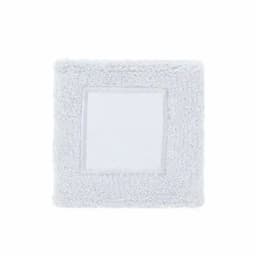 A white square cloth with a textured border, featuring a smooth centre. It has a soft, fluffy appearance.