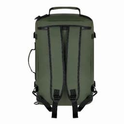 A sturdy green backpack featuring adjustable straps and a carry handle, designed for versatility and durability.