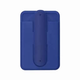 A drink bottle in a deep blue colour with a smooth surface and a prominent handle. It features a logo.