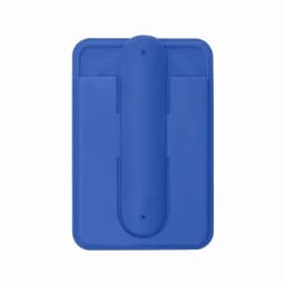 A blue drink bottle with a sleek design and a handle. It features a logo on the surface.