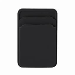 A card holder in sleek black, featuring two slots for cards and a minimalist design.