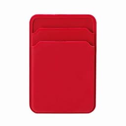 A red cardholder with two slots for storing cards. It has a sleek and minimalist design.