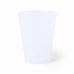 A drink bottle in white with a simple design, featuring a logo on its surface.