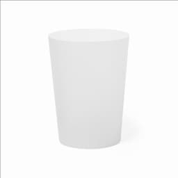 A white drink bottle with a smooth, cylindrical design and a simple, modern appearance. It features a logo.