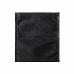 A black fabric pouch with a textured surface and a single pocket on the front. It has no visible branding.