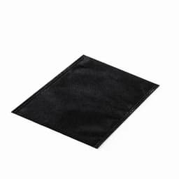 A black fabric pouch with a textured surface, featuring stitched edges.