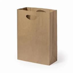 A brown paper bag with handles and a plain design, suitable for carrying items.
