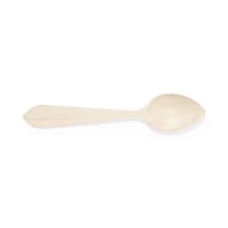 A wooden spoon in a natural finish, featuring a smooth surface and a simple design.