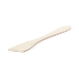 A wooden spatula with a flat edge, featuring a smooth finish and a comfortable grip, in a light wood colour.