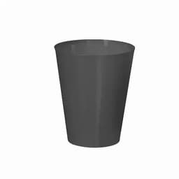 A drink bottle in a sleek, dark grey colour with a simple design and a logo on it.