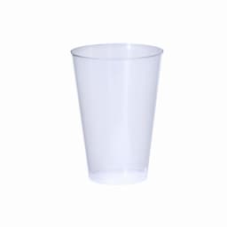 A drink bottle in a transparent design, featuring a simple, tapered shape with no visible branding.